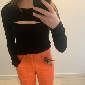 Zara cut-out long sleeve blouse